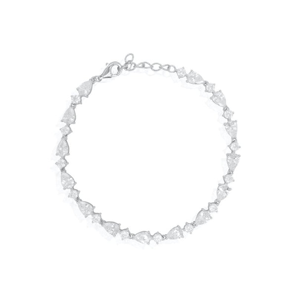 Silver necklace with floral designs on a white background