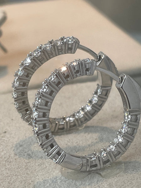 Alison Hoop Earrings // Rhodium Plated Sterling Silver 1.5ct Diamonds