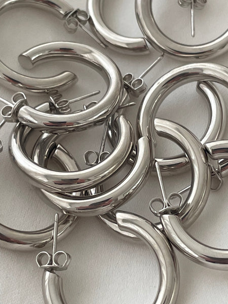 Mini Hannah Hoops // Rhodium Plated Sterling Silver