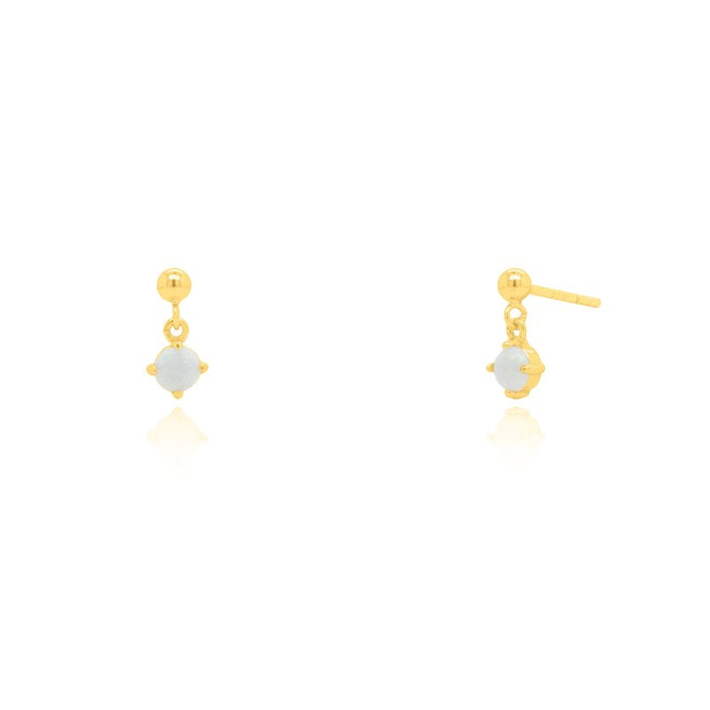 Alexa Drop Stud Earrings// 14k Gold Vermeil x White Opal