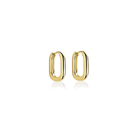 Gold hoop earrings on a white background