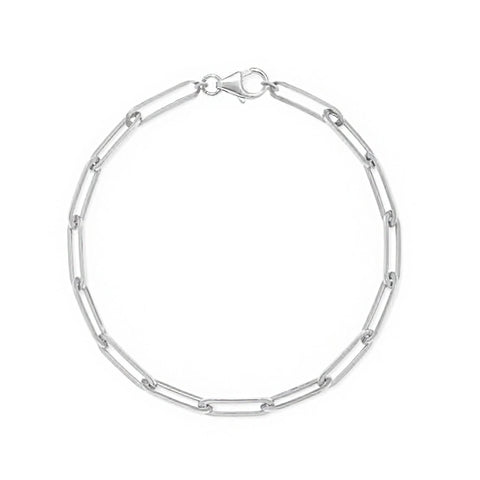 Silver chain bracelet on a white background