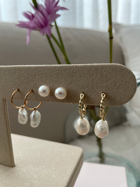 Michaela Pearl Twisted Rope Hoops // 14kt Gold Vermeil