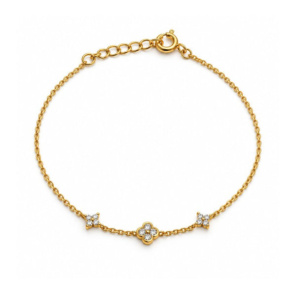 Loretta Clover Bracelet // 14kt Gold Vermeil + CZ