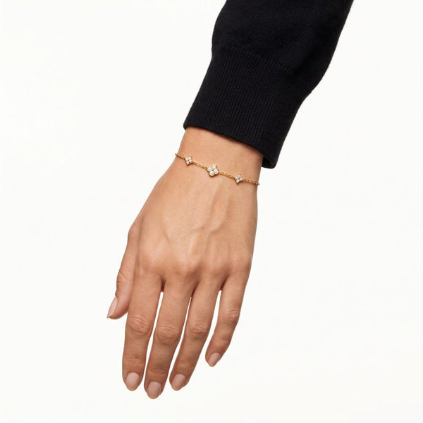 Loretta Clover Bracelet // 14kt Gold Vermeil + CZ