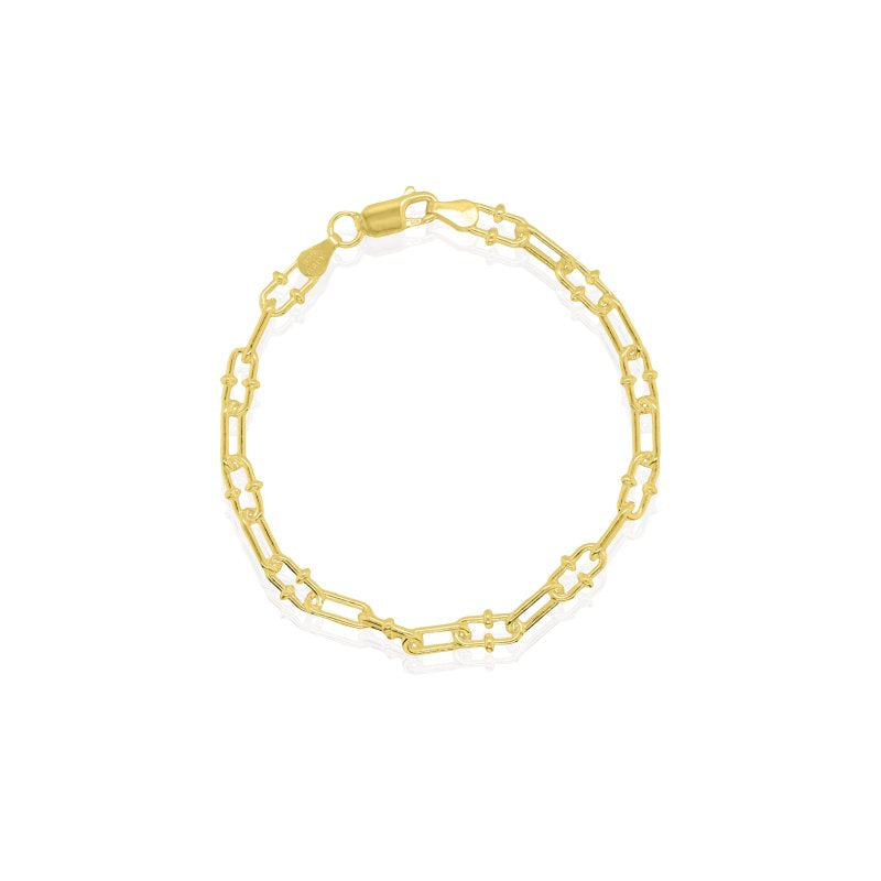 Gold chain bracelet on a white background