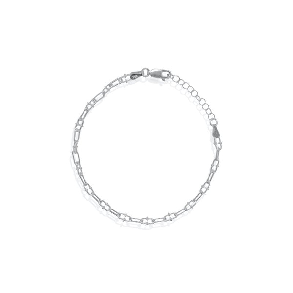Silver chain bracelet on a white background