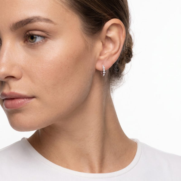 Amy Huggies // Rhodium Plated + CZ
