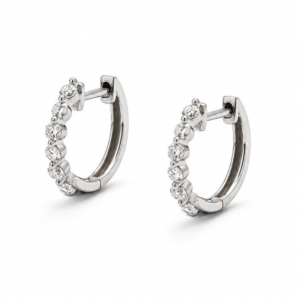 Bailey Lab-Grown Diamond Huggie Earrings // 0.30ct Rhodium Plated Sterling Silver on white background