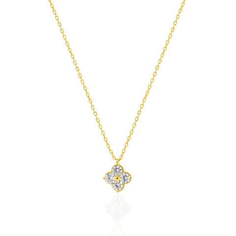 Victoria Clover Necklace // 14k Gold Vermeil + CZ