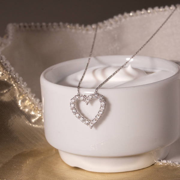 Khloé Heart Necklace // Sterling Silver + 1ct Diamond