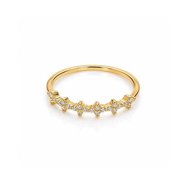 Neve Flower Stacking Ring // 14kt Gold Vermeil + CZ