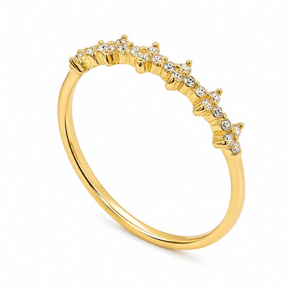 Neve Flower Stacking Ring // 14kt Gold Vermeil + CZ