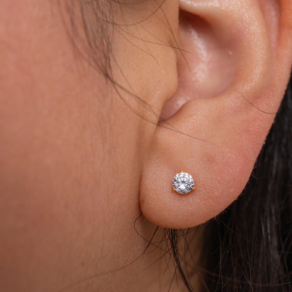 Kris Martini Stud Earrings // 14kt Gold Vermeil + CZ
