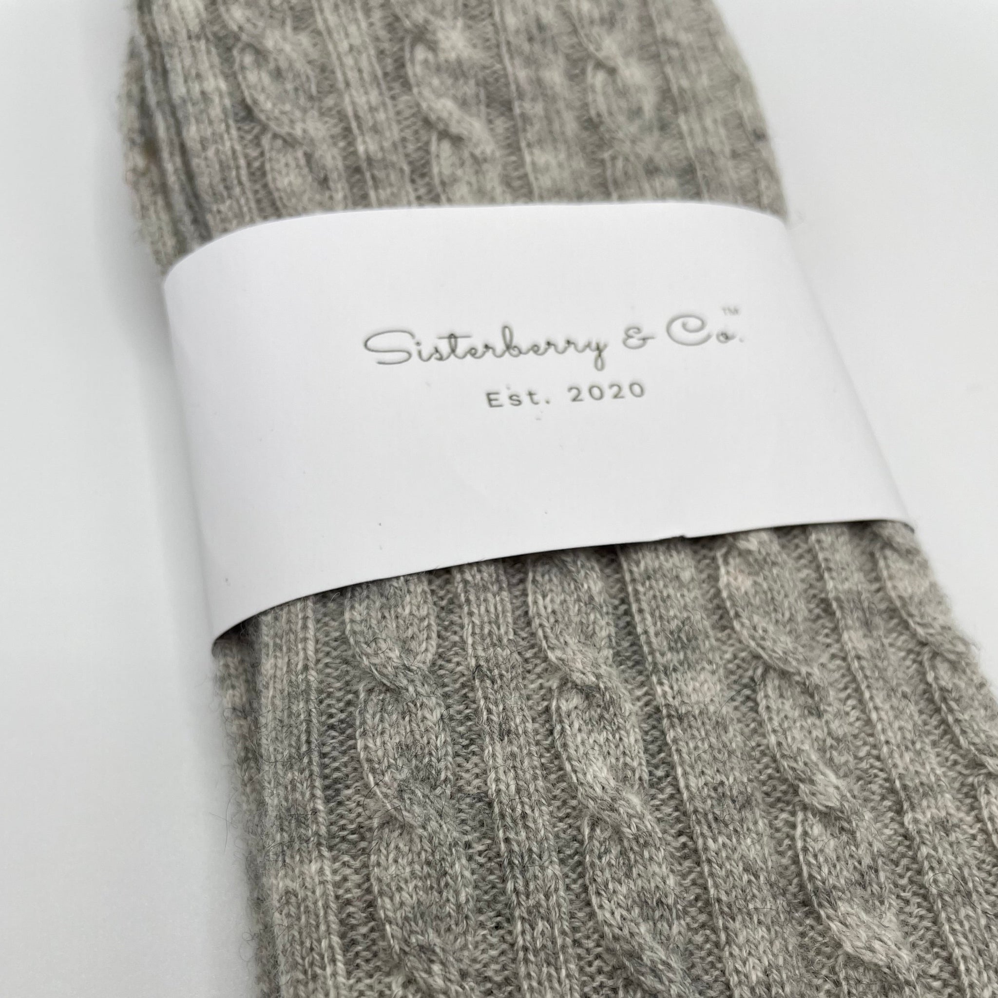 Cashmere Cable Knit Socks // Grey