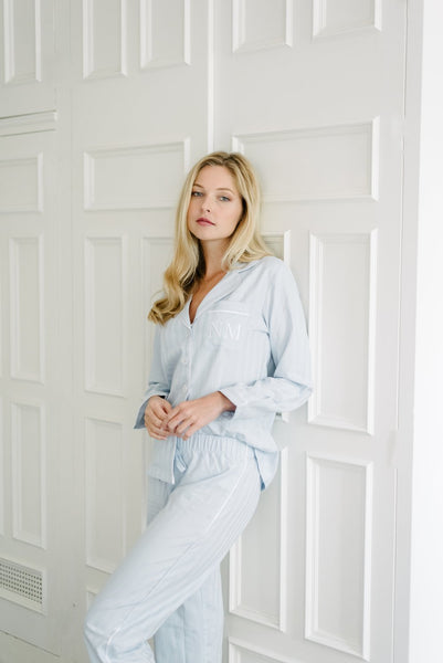 100% Turkish Cotton Pajama Set - Mist Blue - Sisterberry & Co.