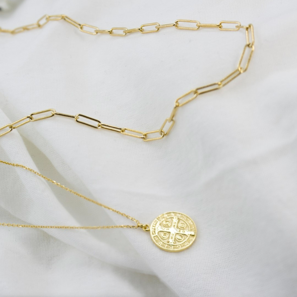St. Benedict Coin Necklace // 14K Gold Vermeil