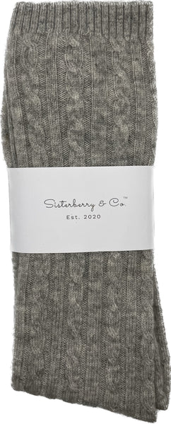 Cashmere Cable Knit Socks // Grey