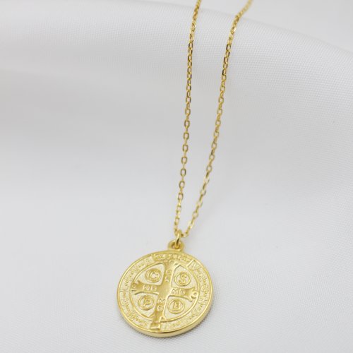 St. Benedict Coin Necklace // 14K Gold Vermeil