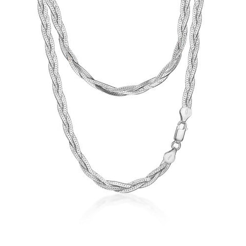 Claude Braided Herringbone Necklace // Sterling Silver